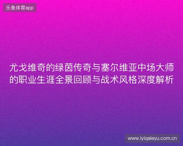 尤戈维奇的绿茵传奇与塞尔维亚中场大师的职业生涯全景回顾与战术风格深度解析